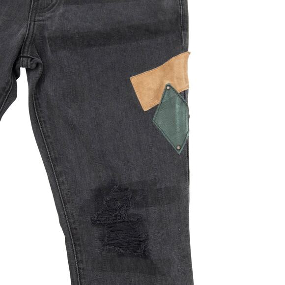 Current/Elliott The Stiletto Skinny Studded Leather Patch Jeans Size 28 - Picture 6 of 9